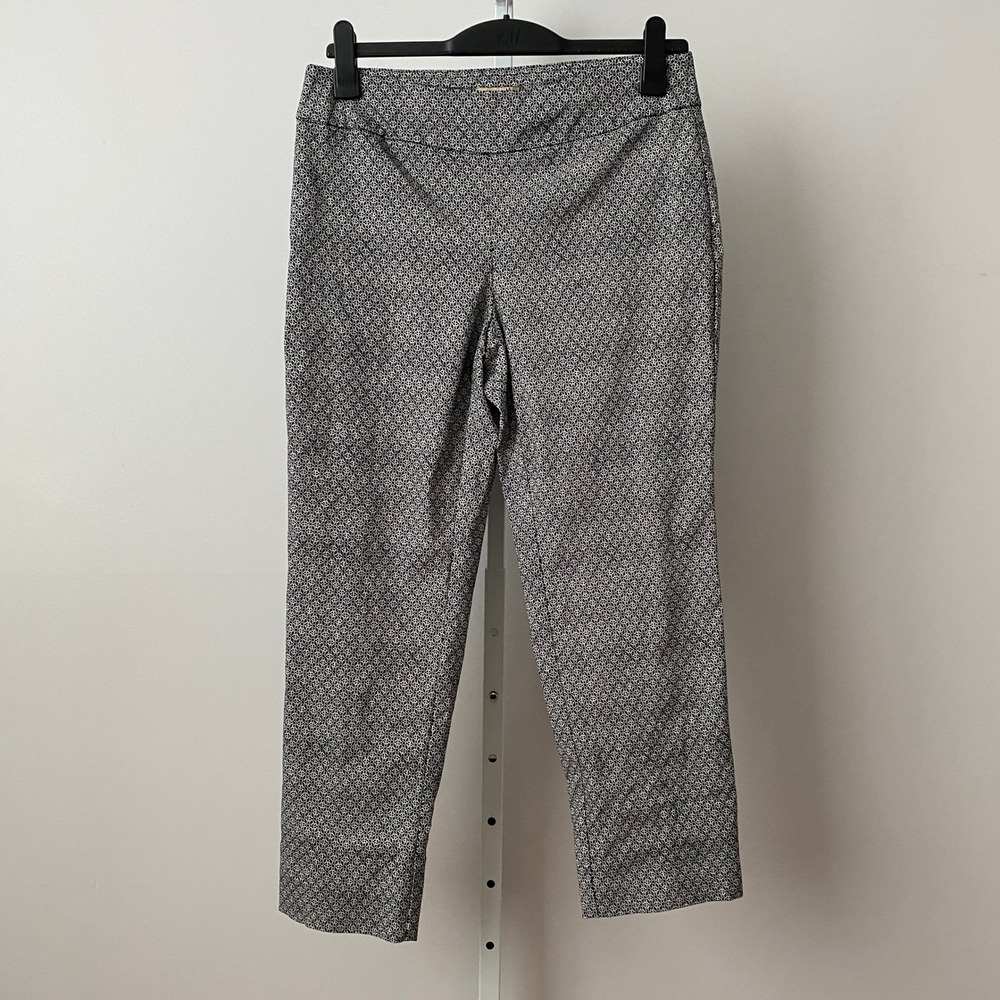 One World M Chic Quirky Twee Retro Geo Print Pull On Crop Pants Stretch Trousers